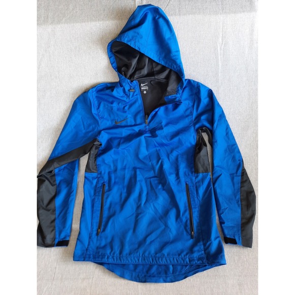 Nike Other - Nike Men Small Two-tone Performance Logo Drawstring Hoodie Blue/Black Winbreaker
